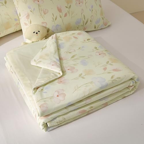 Surwin Floral Colcha Bouti Verano y Entretiempo Cama 150 180 200, Manta Refrescante Reversible con Fibra de Enfriamiento, Cubrecama Suave Ligera Respirable Lavable (Tulipanes Amarillos,200x230cm)