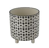 Creative Co-Op Round Stoneware Planters with Geometric Prints, Black and White
