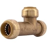SharkBite 3/4 Inch Slip Tee, Push to Connect Brass Plumbing Fitting, Copper and CPVC, U3370LFA