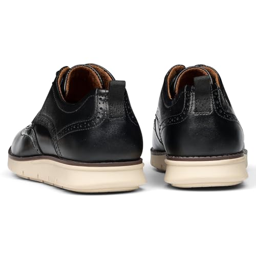 Image of Men's Full-Grain Leather Oxfords, Business Formal Dress Shoes with Arch Support, Comfortable for Office, Daily & Dating