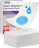 100 Commode Absorbent Pads for Bedside Commode Liners, Disposable Commode Liners Pads with Absorbent Gel, Portable Potty Liner Pads for Toilet Bags Bedpans