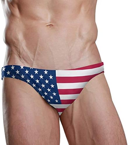 Dallonan Men Swim Brief Bikini American Flag Beach Bikini for Mens Swim Underwear 3XL Big Man