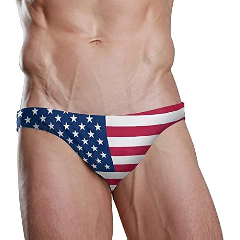 Dallonan Men Swim Brief Bikini American Flag Beach Bikini for Men Swim Underwear Medium Cover