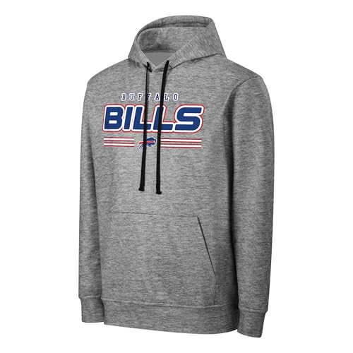 FOCO NFL Men's Officially Licensed Gray Team Color Primary Logo Wordmark Performance Victory Stripe Pullover Hoodie