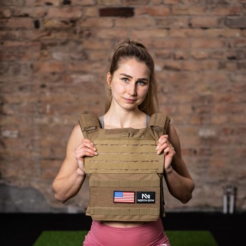 Northgym Adjustable Fitted 14lbs Weighted Vest for Men and Women/Perfect for Endurance & Strength Training and WODs in Tan (Brown) / 2 Moulded 5.75lbs Weight Plates Included by North Gym - Image 9