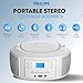 Philips CD Player Portable with Bluetooth, Crystal Clear Sound Top Loading CD Boombox with FM Radio, USB Port & Aux Input, Compact & Lightweight Design,R/CD-RW/MP3 Compatible (White) (White)