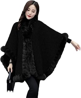 [ZHENGTU] アウター レディース バットスリーブ ショール フェイクファー 無地 ケープコート 裏起毛 大判 暖かい ポンチョ風 カジュアル 秋冬 女性 防寒 OL 通勤