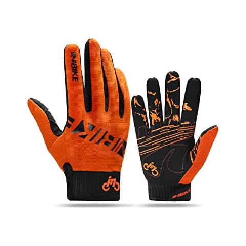 INBIKE Mountain Bike Gloves Cycling for Men MTB Touchscreen Accessories Road Padded Mens Cycle Bicycle Biking Women Full Fingers Glove Orange M Cover
