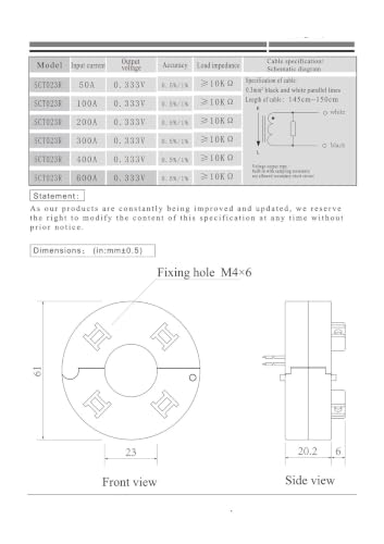 Transformador de corriente núcleo dividido SCT023R 200A medidor de amperaje sensor split core 5