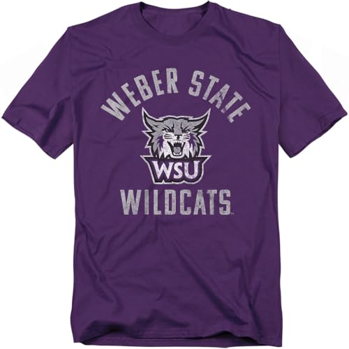 Weber State University Official Wildcats Logo Unisex Adult T Shirt,Purple, Large