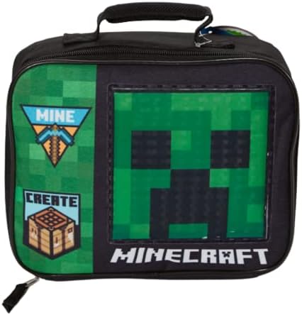 Minecraft Lunch Box for Boys and Girls - Soft Insulated Lunch Bag for Kids, Green