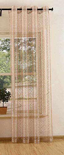 Gardinenbox 203522 Rideau en Maille avec œillets Couleur Unie Transparent 1 pièce Taupe 245 x 140 cm
