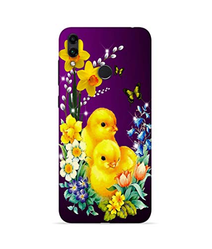 Image of Silence Printed Colourful Flower Floral with Yellow Bird's Designer Hard Back Case Cover for Huawei Honor 8C