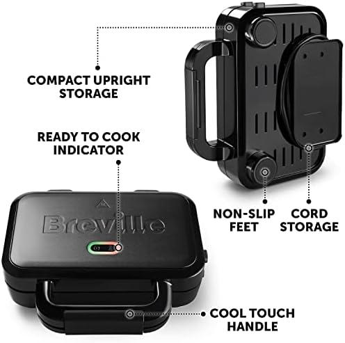 Breville Ultimate Deep Fill Toastie Maker | 2 Slice Sandwich Toaster | Removable Non-Stick Plates | Stainless Steel | Black [VST082]