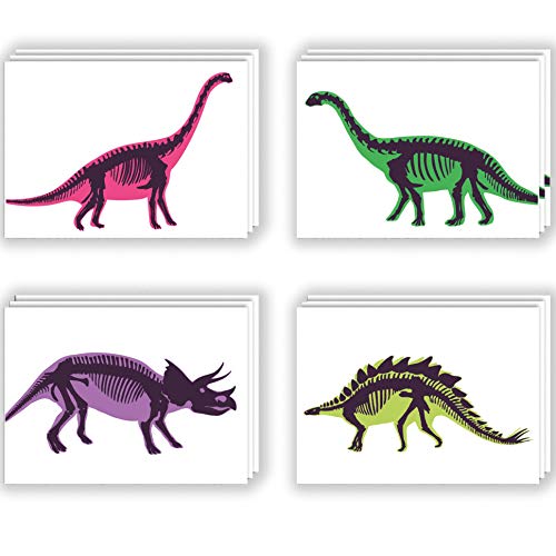 Dinosaur Greeting Cards Boxed Set - 24 Blank Thank You or Just Because Cards w/Envelopes - 8 Illustrated Realistic Designs on High-Quality Card Stock - Playful Novelty Stationery by RitzyRose