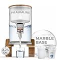 Invigorated Water pH Recharge Glass Alkaline Water Filtration Bundle – 8.5L Countertop Water Dispenser + PH001 Ultra Replacement Filter – High pH Purifier for Clean, (Acacia/Marble)