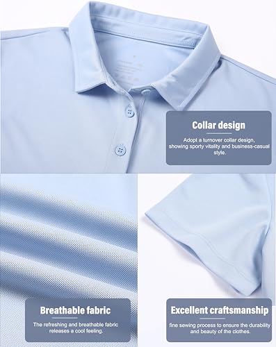 5 Pack Women's Polo Shirts Short Sleeve 3 Buttons Collared Uniform Tops Moisture-Wicking T-Shirts for Work & Casual4