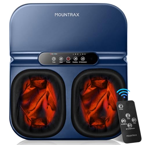Mountrax Massaggiatore per Piedi con Calore, Massaggiatore per Piedi Shiatsu con Impastamento Profondo, Massaggiatore Plantare per Fascite Plantare, Piedi fino alla Taglia 46 (Blu)