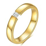 Delicados anillos apilables de acero inoxidable de 2 mm para mujer, anillos apilables de oro de 18 quilates con circonita cúbica incrustada, anillos de amor y amistad, regalos de cumpleaños para mujer