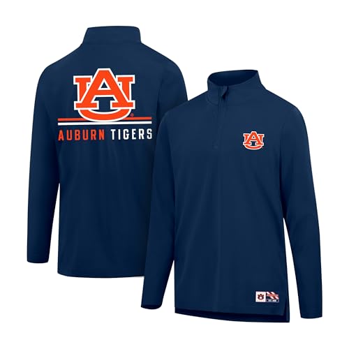Ultra Game NCAA Official Adults Super Soft Quarter Zip Long Sleeve T-Shirt - Unisex, Auburn University, Team Color, XX-Large