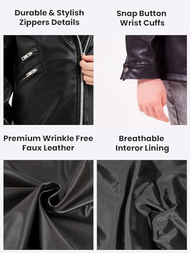 Kids Leather Jacket Unisex, Boys Leather Jacket, Stylish Girls Leather Jacket with Notched Collar4