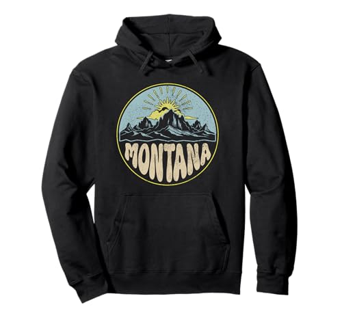 Montana PNW Vintage Montagne Retrò Felpa con Cappuccio