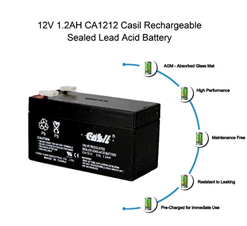 Casil 12V 1.2Ah Rechargeable Sealed Lead Acid Replacement Battery #TOP2