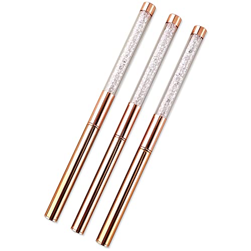 Wokoto 3Pcs Luxary Gold Thin Liner Nail Design Brushes With Caps Detail Painting Nail Brushes 7Mm /9Mm /11Mm Thin Nail Art Brush Liner Brush For Nails Nail Polish Pens Nail Dotting Drawing Brushes #TOP3