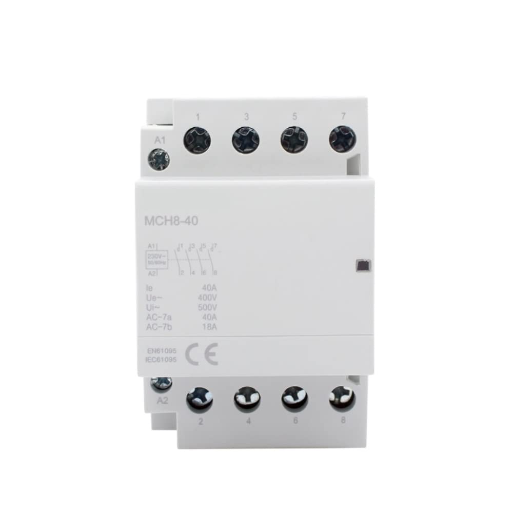 AVSBBYEPS Contactor MCH8-40 4p 40a 220V 400V ~ 50/60 Hz Din Rail Household AC Modular Contactors