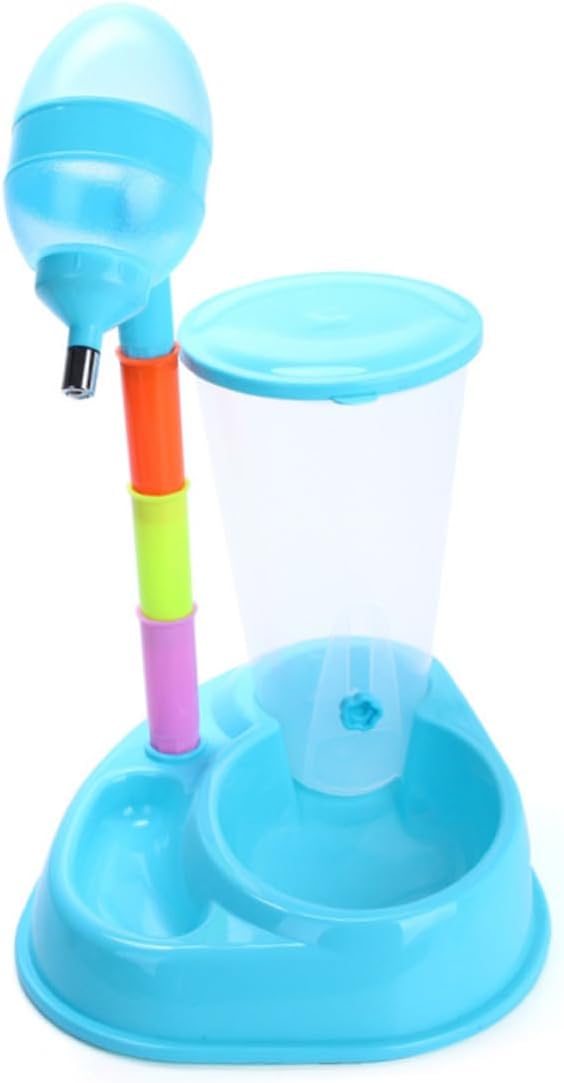 Generic Dual-Function Automatic Pet Feeder and Waterer for Dogs and Cats Large Capacity Food Dispenser with Easy-Clean Wide Mouth Plastic Pet Waterer and Food Feeder in Blue