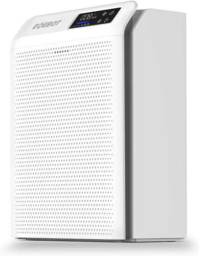 Air Purifiers for Home Large Room Up to 1,996 Ft², EOEBOT Air Purifier for Home Pets with Washable Filter, Quiet Sleep Mode, Air Quality Monitor, Air Purifier for Bedroom, Pet Hair, Dust, Smoke, White