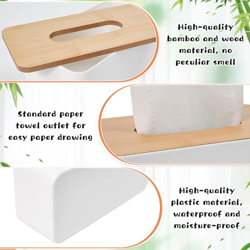 UHETLET Kosmetiktücher Box Holz Tücherbox mit Deckel aus Bambus Taschentücher Box 26x13x9cm Tücherbox Weiß Nachfüllbar Taschentuchbox Quadratisch Tissue Boxen Taschentuchspender für Handelsübliche
