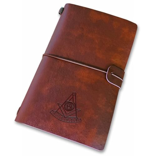 Masonic leather journal Past Master en cuir marron avec pages vierges pour loge maçonnique