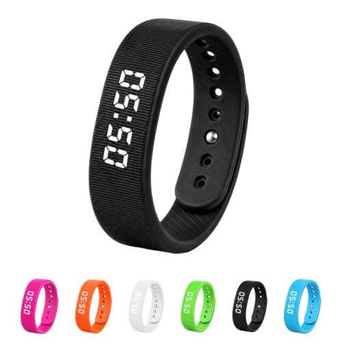 NJIWFVW Vibrating Alarm Wristband Effective Alarm Clocks for Deep Sleepers Wake Band Wrist Watch Silent Deaf People Shock with Men Vibration Heavy Sleeps Wrist Bracelet Silent that Won't Wake(Black)