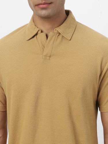 Image of Urbano Fashion Men's Textured Regular Fit Half Sleeve Cotton Polo T-Shirt