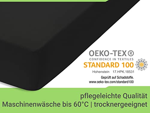 Emily´s Check Doppelpack Bettlaken Betttuch Spannbettlaken 1493.2123, 140 x 190-200 cm, Schwarz – Ansicht 6