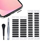 48PCS Universal Phone Speaker Dust Protector Cover Mesh Stickers Compatible with iPhone 17 16 15 Pro Max, iPhone 14, 13, 12, Samsung Galaxy S23-S20, Included Cleaning Brush & Tweezer