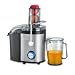 BLACK+DECKER Juicer Extractor, High-Powered 800W Motor, Stainless Steel Design, Large 1.7L Pulp Container, 1.1L Juice Collector, Dual Speed Control, XL Feeding Chute, Silver/Black - JE800-B5