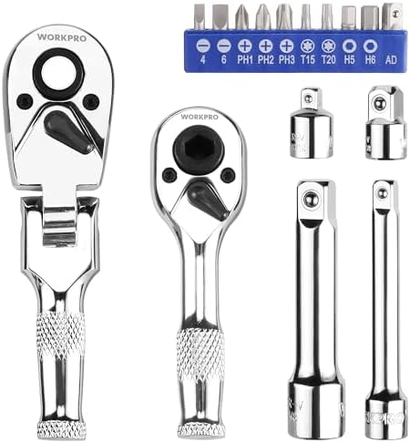 Mini Ratschen Set Hoteche 23-teiliges Ratsche Mini Ratschen Set mit Eisenblech-Griff - CR ...