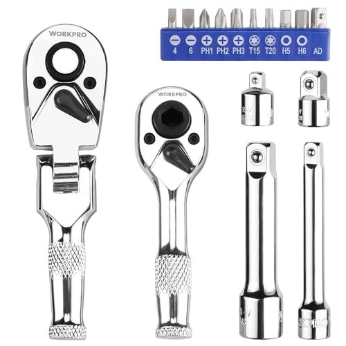 WORKPRO Impugnatura a Cricchetto Set 2 Pezzi con Accessori