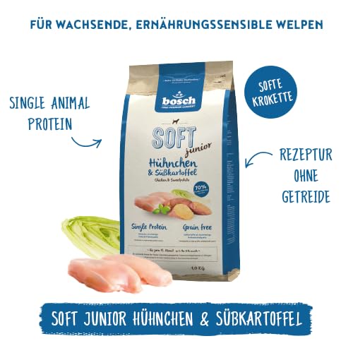 bosch HPC SOFT Junior Hühnchen & Süßkartoffel | halbfeuchtes Hundefutter für wachsende Hunde aller Rassen | Single Protein | grain-free | 1 x 2.5 kg