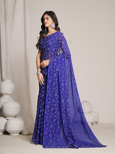 Image of Garden Vareli Lock Chiffon Floral Saree