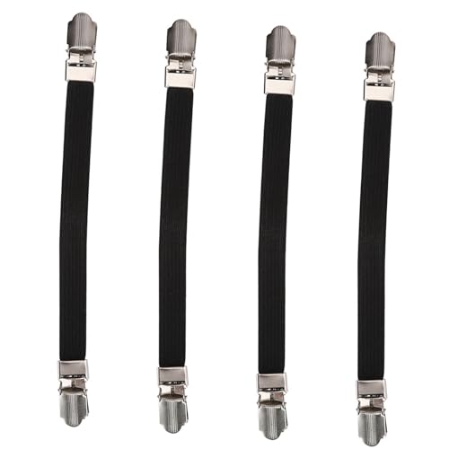 Tnfeeon Correas para Hojas de Colchón, Clips Elásticos para Sábanas, Sujeción Segura, Correas Ajustables de 8 Pulgadas para el Hogar, Habitaciones de Hotel, Evitan Resbalones, Instalación sin (Black)