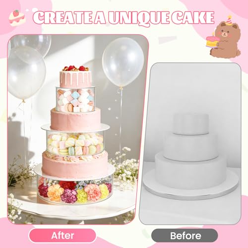 Présentoir à gâteau 3 étages acrylique transparent avec boîte remplissable LED