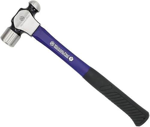 MichaelPro Martillo de bola de 24 onzas, acero forjado de alta calidad, mango de fibra de vidrio, resistente a los golpes y bien equilibrado para un
