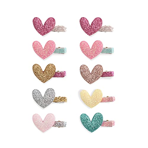 10Pcs Summer Crystal Hair Clips For Girls Baby Girls, Heart-Shaped Glitter BB Clips, Bangs or Side Clip, Hair Accessory