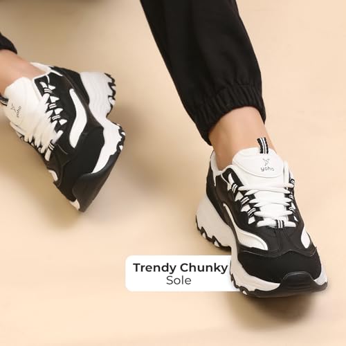 Image of YOHO Women's Chonks Sporty Comfortable Chunky Sneakers | Lightweight & Breathable | Everyday Shoes for Woman /Girls