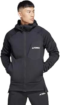 adidas MEN'S TERREX XPERIOR MEDIUM FLEECE HOODED JACKET, BLACK