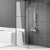 Parete doccia Daromigo 80 x 200 cm per doccia, vetro di sicurezza ESG da 5 mm per doccia walk-in, parete doccia, telaio completo in alluminio, regolazione 0-10 mm, montaggio a sinistra/destra, nero