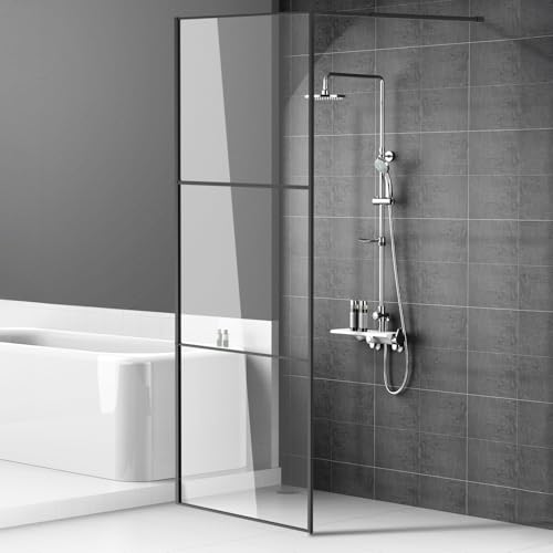 Daromigo Mampara de ducha de 80 × 200 cm, cristal templado de seguridad de 5 mm para ducha, mampara de ducha, marco completo de aluminio, rango de ajuste de 0 – 10 mm, montaje izquierdo/derecho, color